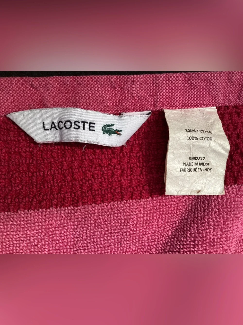 Vintage Lacoste Pink towel